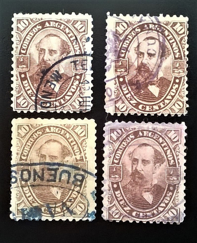 Argentina, Lote 4 X Gj 87 Avellaneda 10c Matasellos L12065