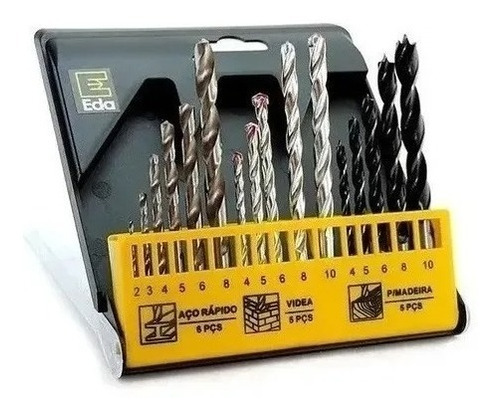 Kit Brocas De Madeira Metal E Alvenaria Ac Hss Widea 16 Pcs