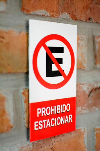 Cartel De Chapa Prohibido Estacionar - 20 X 28 Cm