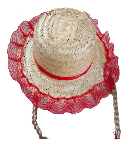 10 Chapéu De Palha Infantil Trança Festa Junina Ref 0080 | MercadoLivre