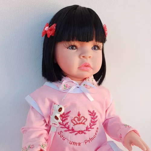 Bebê Reborn Boneca Morena Roupa Pagão Toda Vinil Silicone