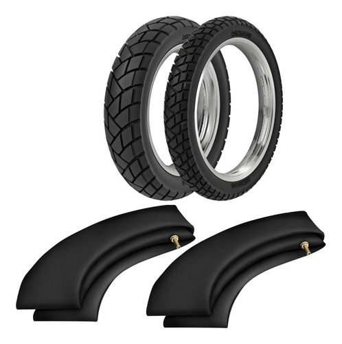 Kit Pneu Xr 200r 110/80-18 + 80/90-21 R34 Rinaldi + Camaras