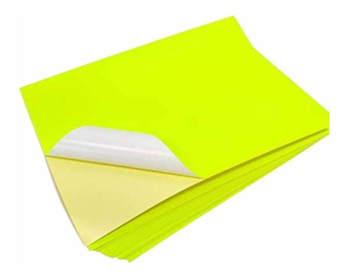 Papel Adhesivo Amarillo Neon Brillante Hoja Completa Envio X