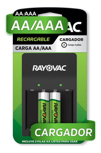 Cargador De Pilas Rayovac Maxi Aa Y Aaa Con 2 Pilas Aa 1.2v