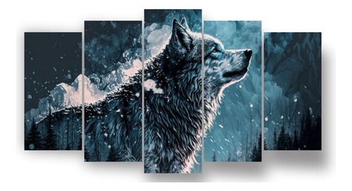 Set 5 Cuadros Decorativos Animales Lobos 05 Animales Lobos Bastidor De Madera