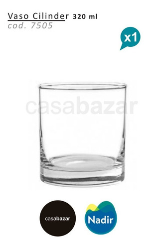 Imagen 3 de 6 de Vaso Whisky Cylinder Vidrio Nadir 320 Ml X 1 Unidad