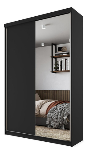 Guarda-roupa Solteiro 100% Mdf Bp Com 2 Portas E 1 Espelho