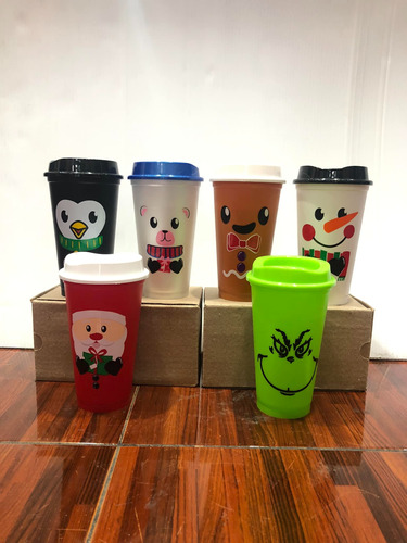 Vaso Cafetero Navideño 473 Ml Con Tapa 30 Pzas