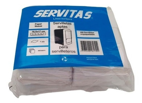 Imagen 1 de 5 de Servilleta De Papel X 400 Unidades Para Servilleteros