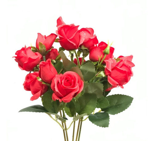 10 Buques Flores Artificiais Mini Rosa Vermelha Flor Arranjo | Parcelamento  sem juros