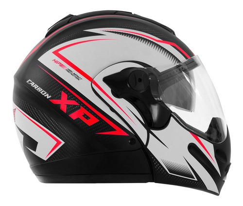 Capacete Escamoteável Mixs Captiva Viseira Solar Óculos Fumê Cor Carbon XP Vermelho Tamanho do capacete 60