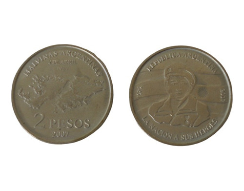 Moneda Malvinas 2007  Argentina 2 Pesos