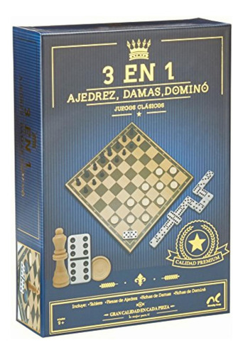 Novelty Juegos Clásicos Ajedrez Damas Y Dominó, Caja De