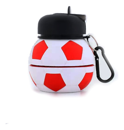 Botella De Silicona Pelota Plegable Footy Color Blanco y rojo