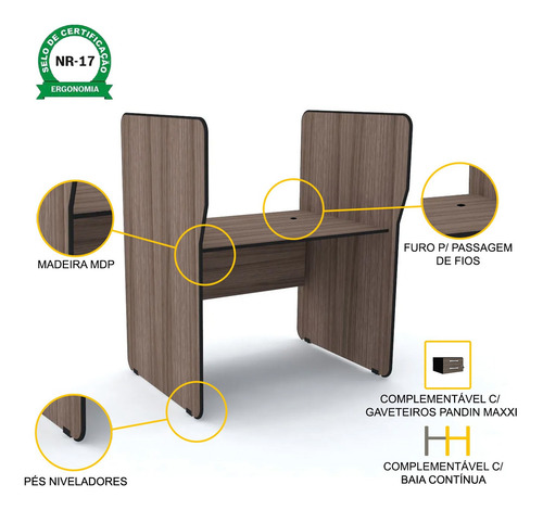 Baia Atendimento Simples Inicial Pandin Maxxi - Walnut Walnut