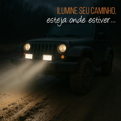 Kit 4 Farol Led 144w Retangular Caminhão Trator Off-road 4x4