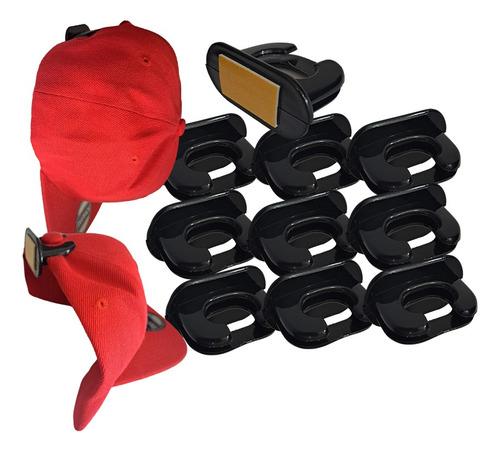 10 Ganchos Para Gorras Adhesivos Pared Soporte Plastico 5cm