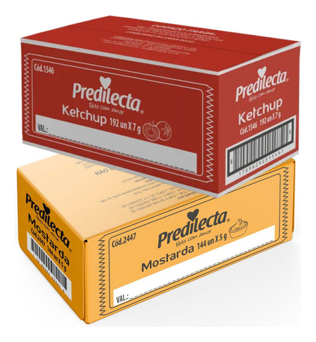 Kit 2 Molho Ketchup E Mostarda Predilecta 288 Sachês De 7g