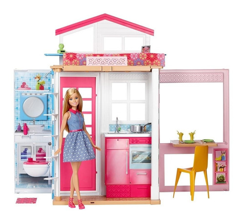 Barbie Casa Glam Fab Life Portatil Casita Amueblada + Muñeca