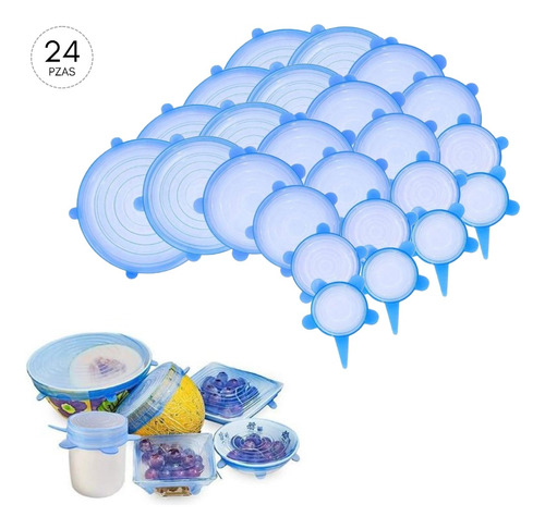 24 Tapa Silicon Flexible Ajustable Antiderrame Reusable Boza