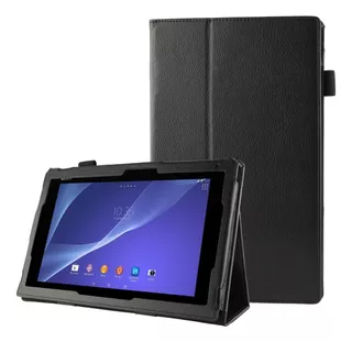 Capa De Couro Preta Para Sony Xperia Tablet Z2