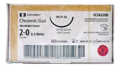 Sutura Catgut Cromico 2-0 Ref: Cc26220d Covidien