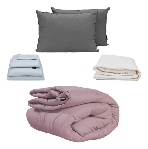 Combo Queen Size Edredon Dicasa Homy + Softy+2 Pack + Ultra Lila / Platino Lisa