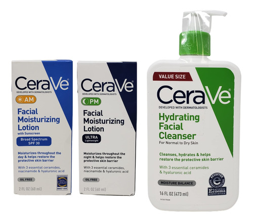 Cerave Daily Skincare Facial Bundle - Limpiador Facial Hidr.