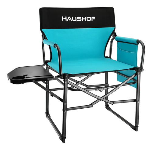 Haushof Silla De Camping Con Mesa Auxiliar Y Bolsillos De Al