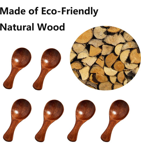 6 Mini Cucharas De Madera, Cucharas Pequeñas De 3.2 Pulgadas
