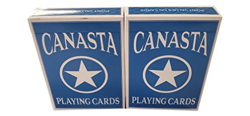 Juego De Cartas Canasta De 2 Barajas Con Puntos, Dorso Azul