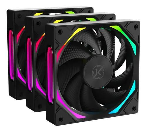 Kit Com 3 Fans Kalkan Halo Argb Reverse Preto 120 Mm