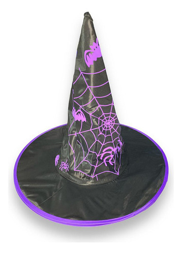 Chapéu De Bruxa Tradicional Teia De Aranha Halloween Cor Roxo