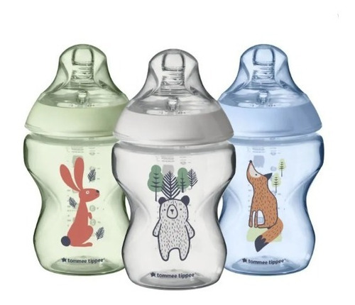 Biberones Tommee Tippee Set Decorado 3*9oz 0m+ Color Azul Animales