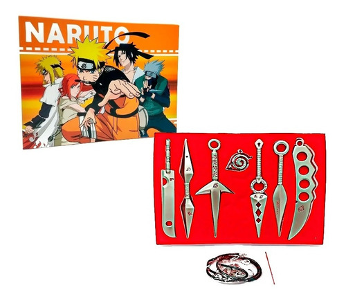 Set Accesorios Naruto Metal 9pcs Anime Colección De Lujo
