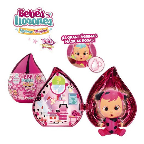 Muñeca Cry Babies Bebés Llorones Lágrima Rosa Sorpresas