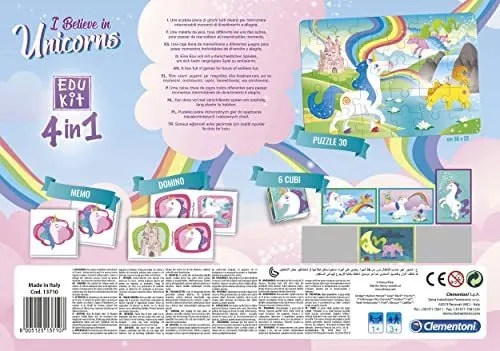 Clementoni Edukit Unicornio 4 En 1, 18035, Multicolor.