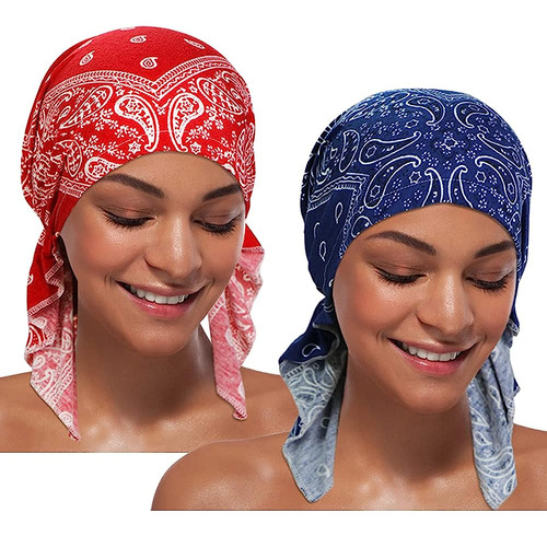 Ashilisia 2 Piezas Mujer Quimio Sombrero Turbante Gorro, Pre