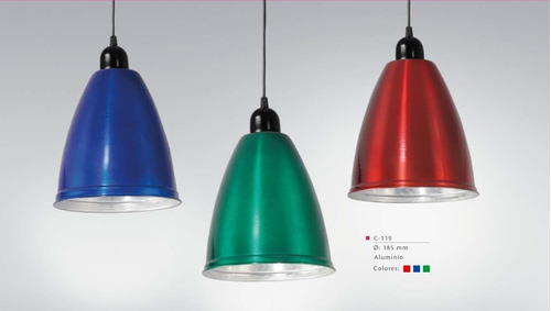 Colgante Bala 1 Luz Aluminio Colores , 185mm, Apto Led