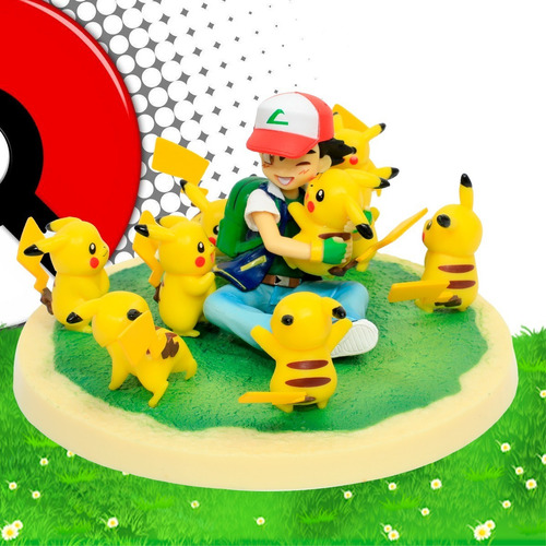 Figura da coleção de anime Pikachu e Ash Moment Pokémon Diorama
