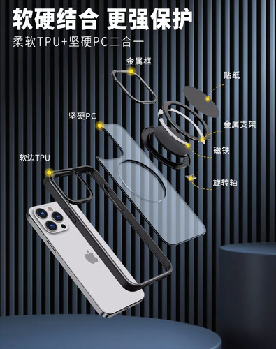 Capa Para iPhone Para Suporte Giratório Magsafe 360°