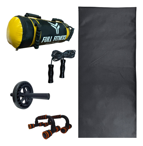Kit Entrenamiento Soga Core Bag Rueda Push Up Colchoneta Color Variado