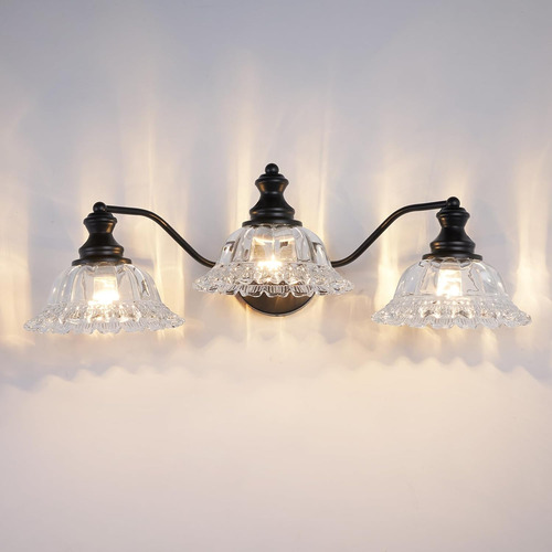 Lámpara Vintage De 3 Luces Para Tocador De Baño Con Pantalla