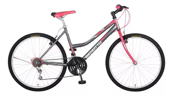 Bicicleta Benotto Montaña Alpina R26 21v Mujer Sunrace Acero Color Gris/Rosa Tamaño del cuadro Único