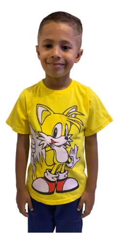 Camiseta Tails Sonic Infantil Amarela