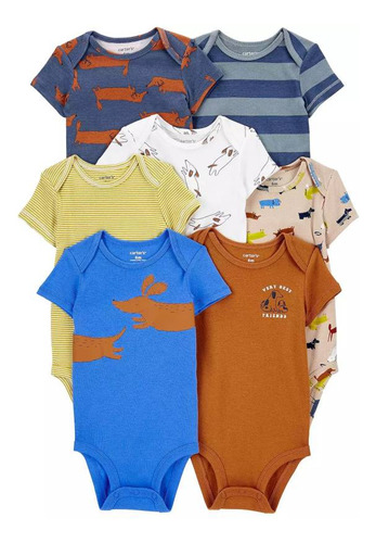 Carters Set 7 Piezas Pañalero Bebe Perrito Salchicha Colores