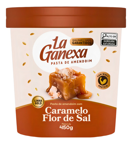 Pasta De Amendoim La Ganexa Whey Pote 450g Flor De Sal