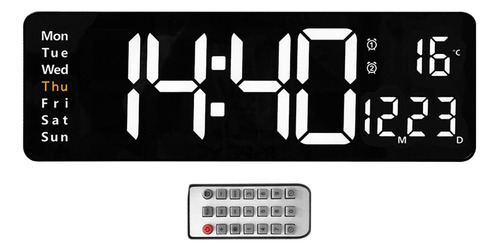 Reloj De Pared Digital Rectangular Grande Con Temperatura Mo