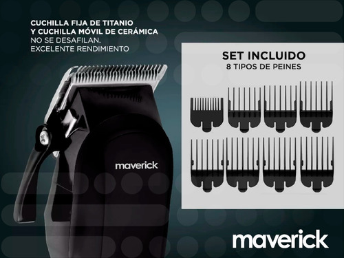 Imagen 4 de 10 de Maquina Cortar Pelo Profesional Peluqueria Maverick + Kit