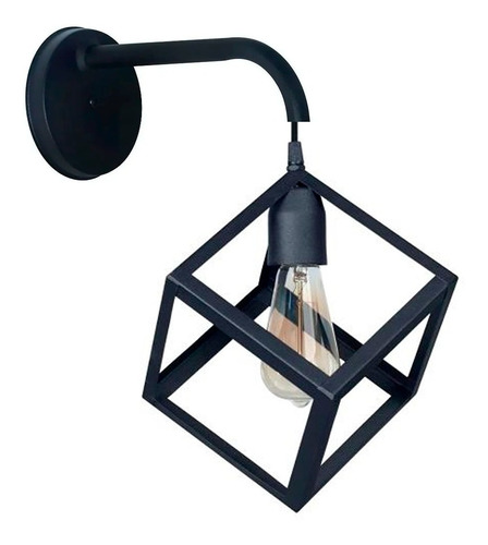 Aplique Para Pared Metalico Minimalista Cubo Negro Ferrolux